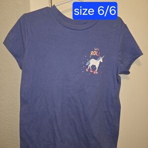 Girls' Unicorn 'Let's Roll' Graphic Tee - Blue - Unbranded